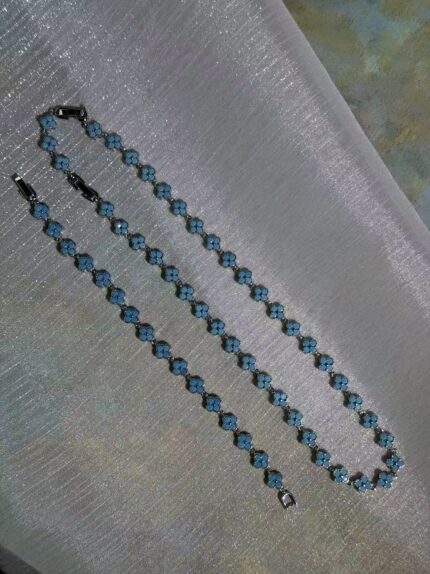 Turquoise Clover Tennis Jewelry Set – Necklace & Bracelet